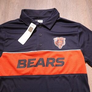 Chicago Bears NFL Team Apparel Mens Short Sleeve Golff Polo Shirt Navy Orange